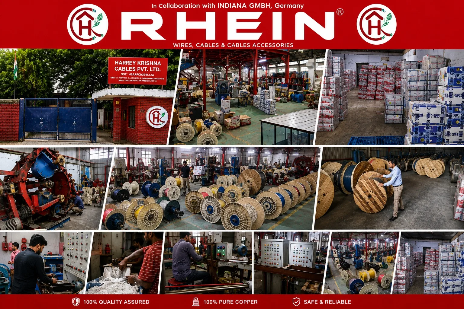 Rhein Wires plant gate, packing area and quality assurance marks
